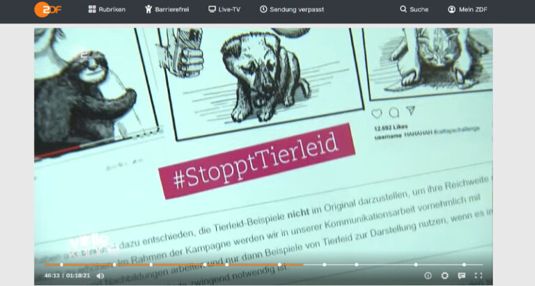 #StopptTierleid: Beitrag im ZDF Magazin „Volle Kanne“